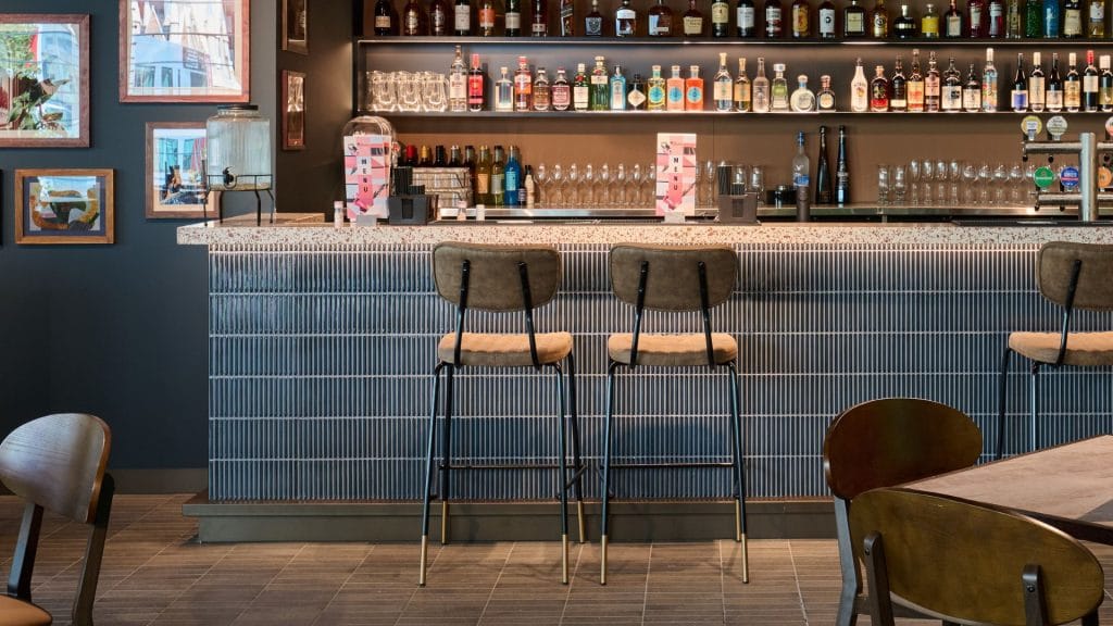 The Aviary chairs and bar